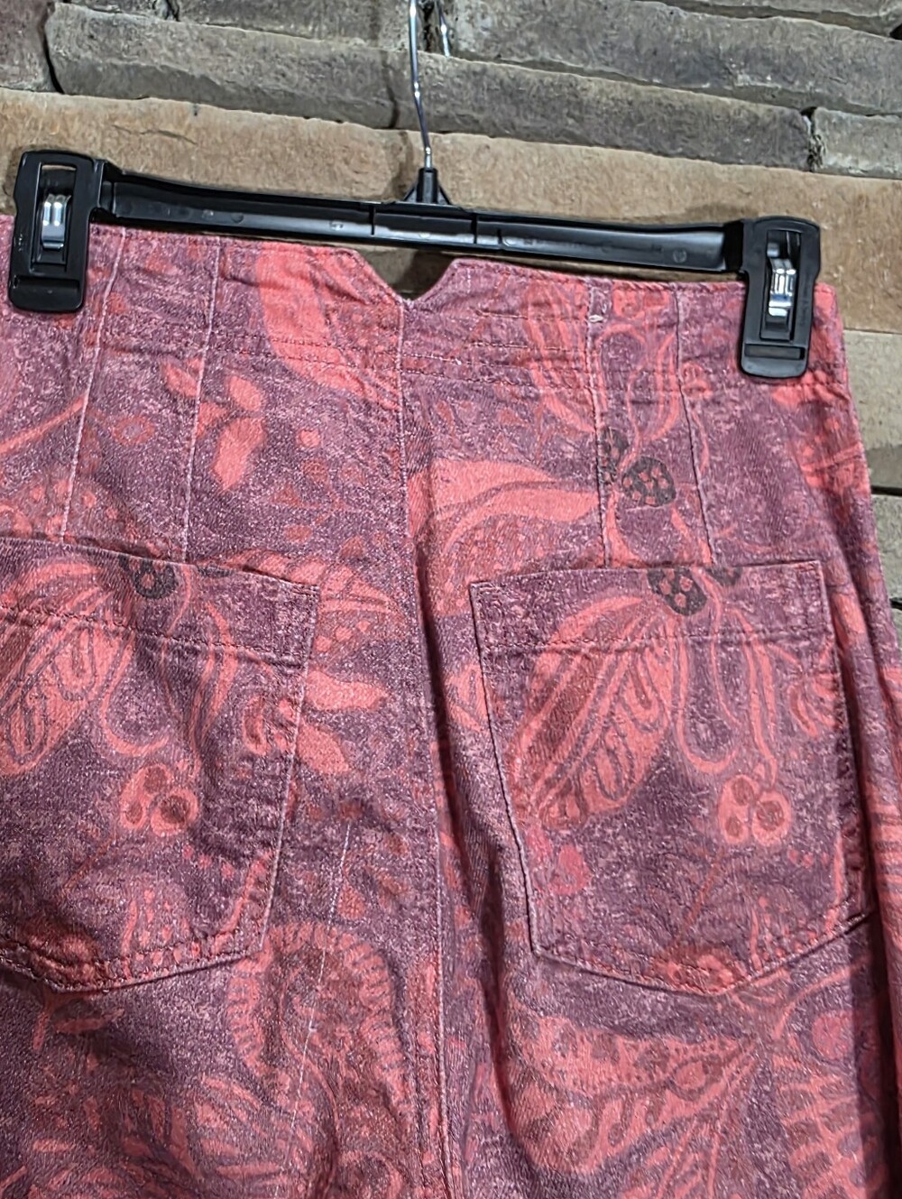 Pilcro Pink Red Patterned Wide-Leg Bootcut Pants - Picture 14 of 16